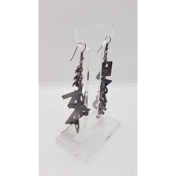 Vintage Earrings Super Long Dangle Letter Charms Spell Words 1970s Create - Picture 2 of 7